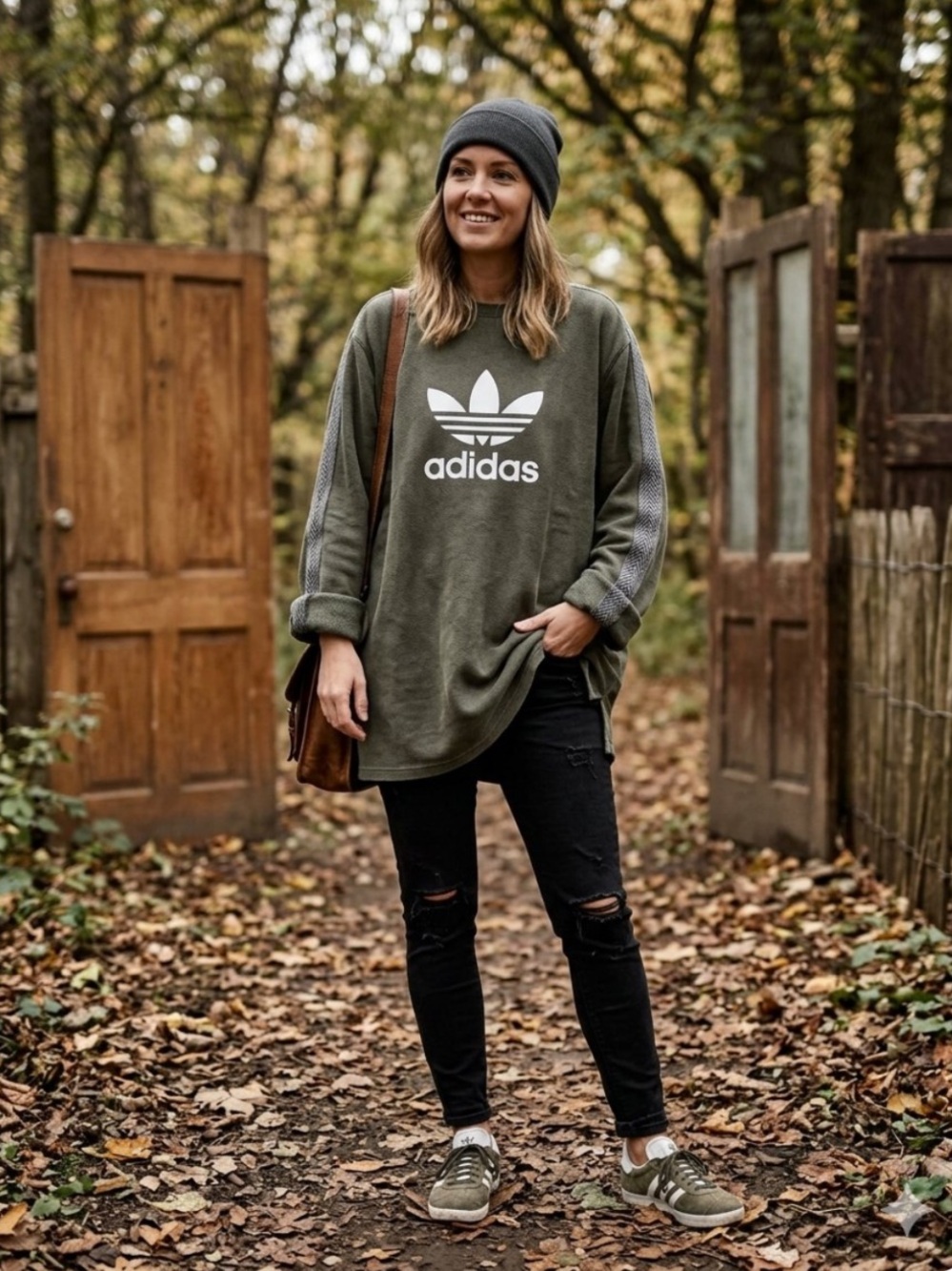 adidas Vintage Oversized Trefoil Crewneck
Sweatshirt Washed Olive Green 3XL Rare